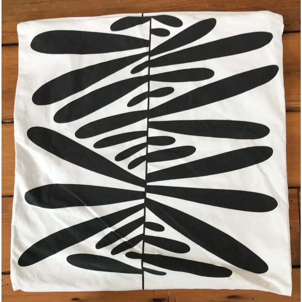 Ikea Majsmott Black White Patterned Cotton Zip Throw Pillow Case Cover 20